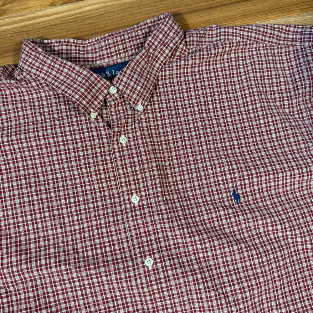 Polo Ralph Lauren Mens 5XB Big Classic Fit Red Plaid Check Cotton Button Down